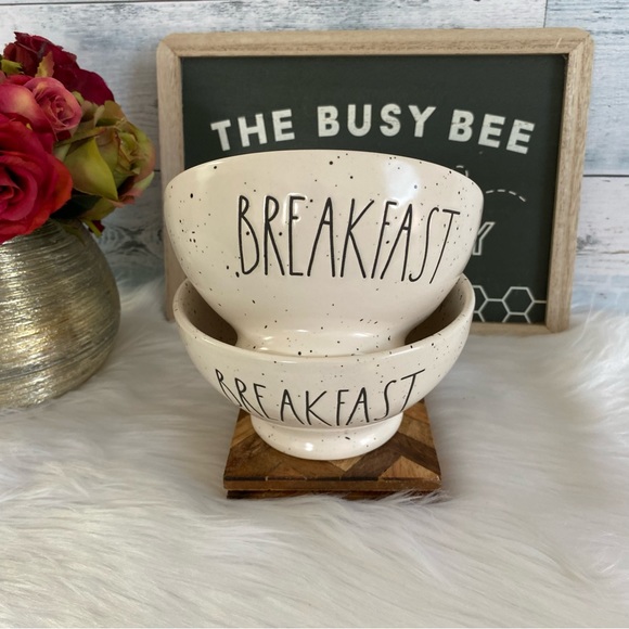 Rae Dunn BREAKFAST Speckled Bowls Set Of 2 - Picture 1 of 6